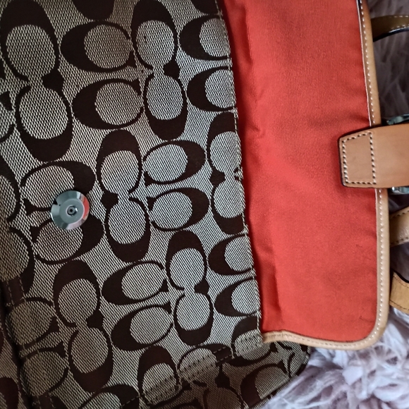 Coach Campbell Signature C  Brown w/Leather Trim Handbag/Shoulder Bag - Picture 9 of 14